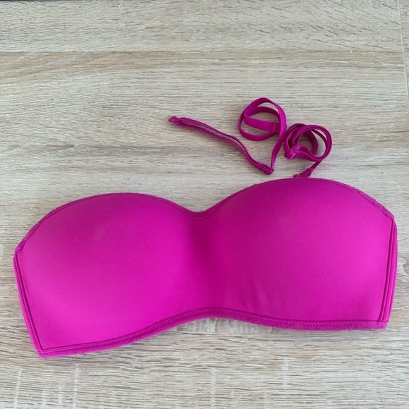 Magenta Fuchsia Multi-Way Strapless Convertible Bandeau Bra w/ Removable Straps - Picture 1 of 7
